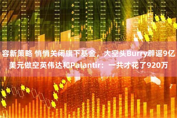 容新策略 悄悄关闭旗下基金，大空头Burry辟谣9亿美元做空英伟达和Palantir：一共才花了920万